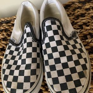 Checkerboard slip on vans